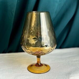 Vintage MCM Empoli Italy Honey Amber Optic Brandy Snifter Glass Vase